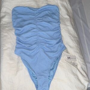 Milly Women’s Powder Blue Textured Ruched One-Piece